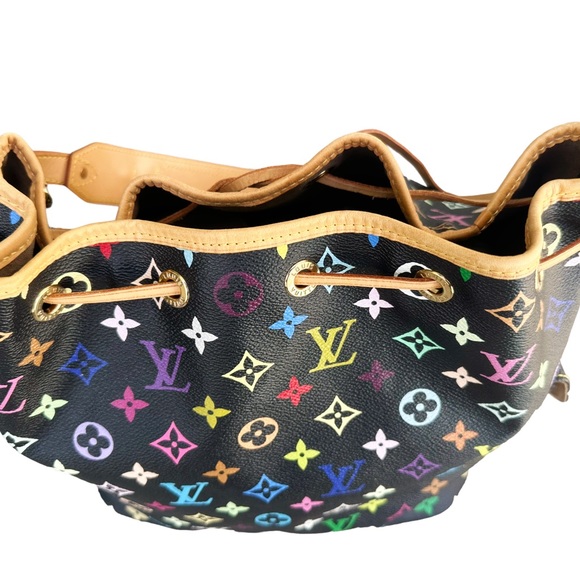 Authentic💕 Louis Vuitton Petit Noe Bucket Bag Monogram Multicolor Black - Picture 8 of 11